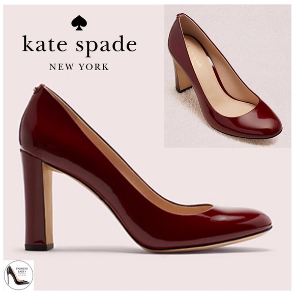 Kate Spade Pallas Patent Leather round toe pumps high heels red dress shoes 7.5 - Picture 2 of 11